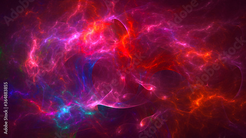 3D rendering abstract multicolor fractal light background