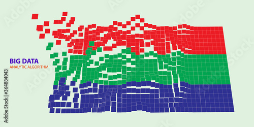 Big data. Abstract background algorithm analyzing color rectangles data. Machine learning. Analysis of Information. Minimalistic infographics . Banner  science or technology .