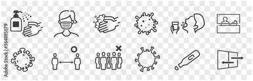  illustration of icons of coronavirus vector