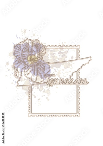 tennessee map with flower