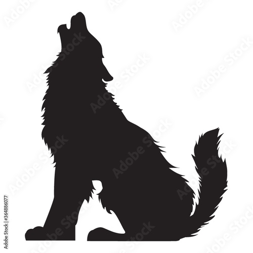 silhouette of howling wolf