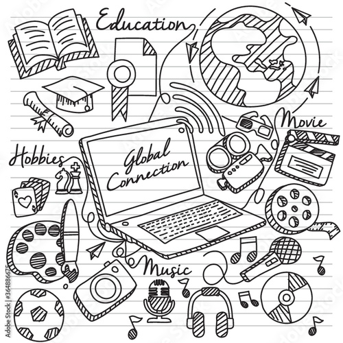 hand drawn doodles set