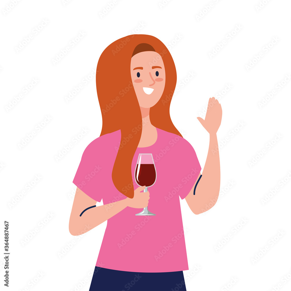 Avatar woman with wine cup design, Girl female person people human and social media theme Vector illustration Avatar woman with wine cup design, Girl female person people human and social media theme Vector illustration
