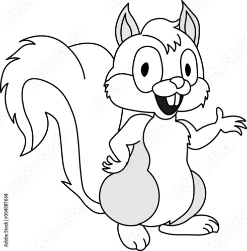 Cute happy squirrel mascot cartoon presenting about your business contents or anything else