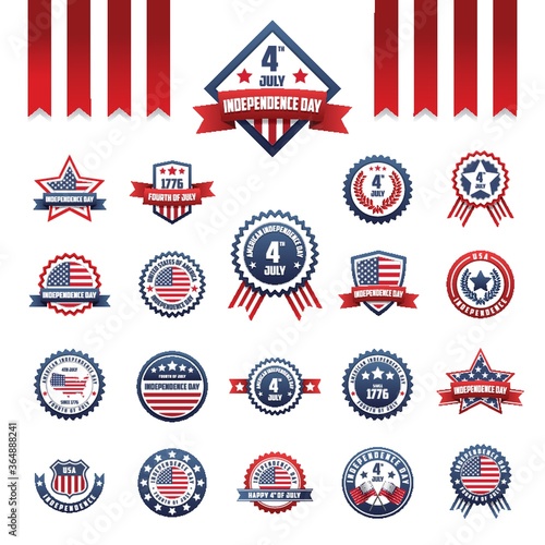 collection of usa independence day labels