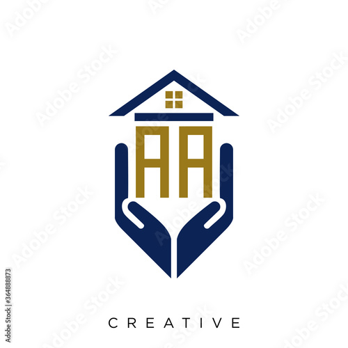 aa logo design vector for real estate