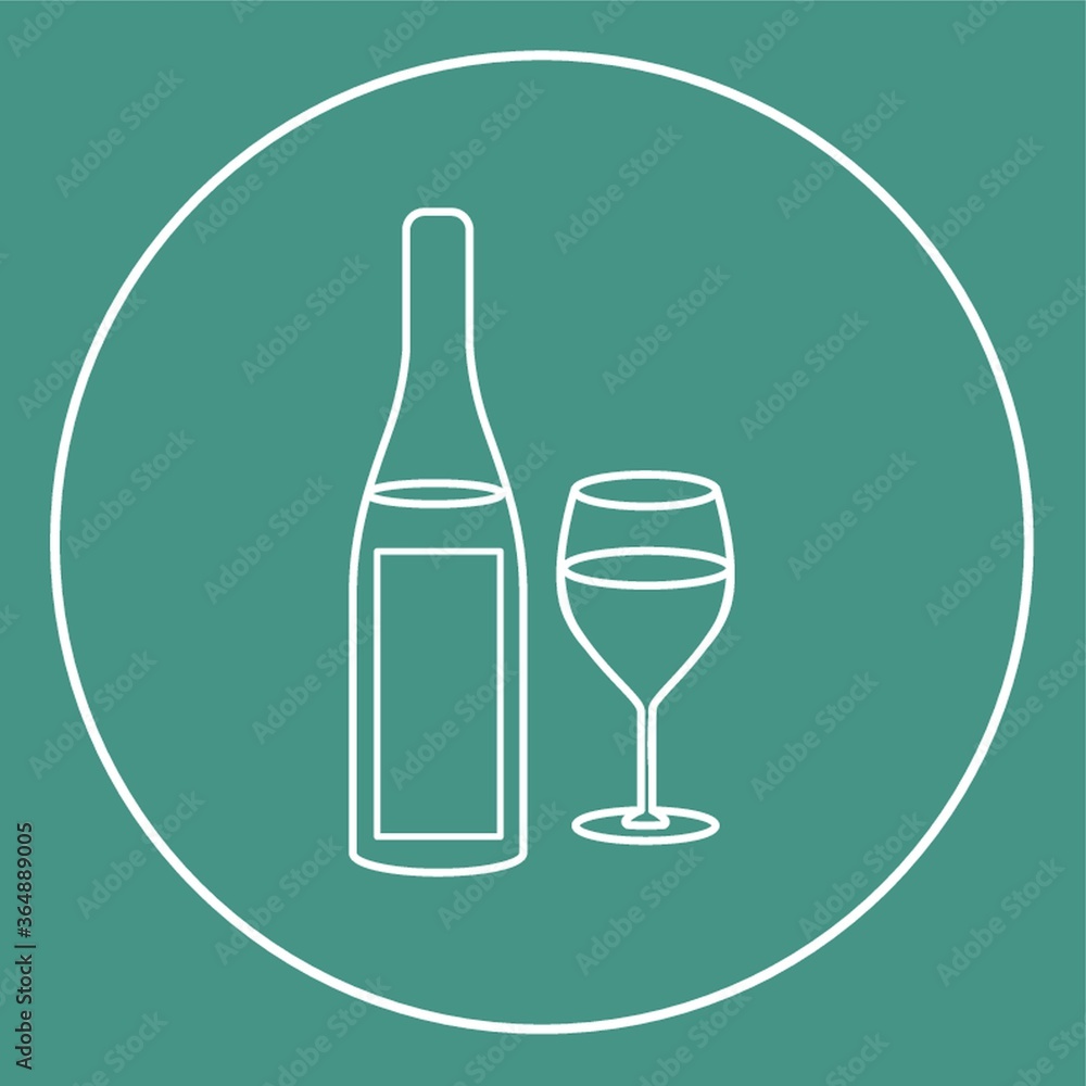 bottle of wine with glass icon bottle of wine with glass icon