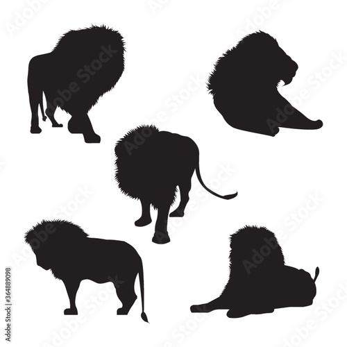 set of lion silhouette