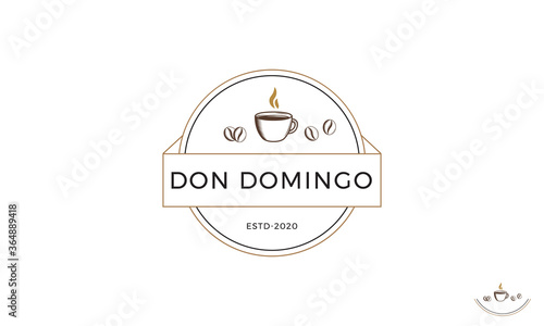 Coffee Logo Design Template With Beans And Cup.