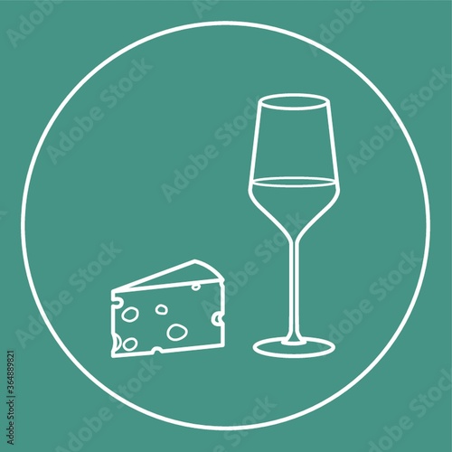 cheese with glass of wine icon