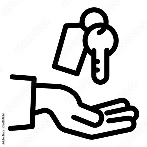 Valet key hand icon. Outline valet key hand vector icon for web design isolated on white background