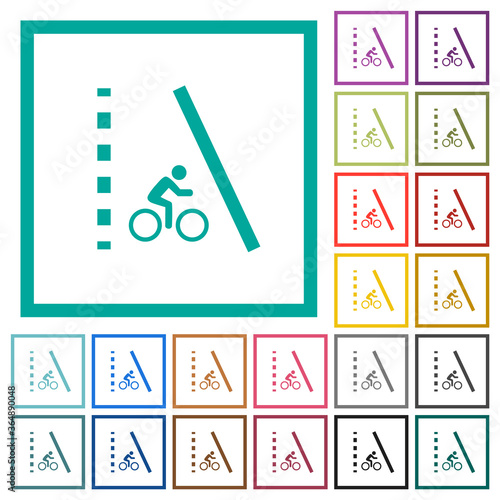 Bicycle lane flat color icons with quadrant frames