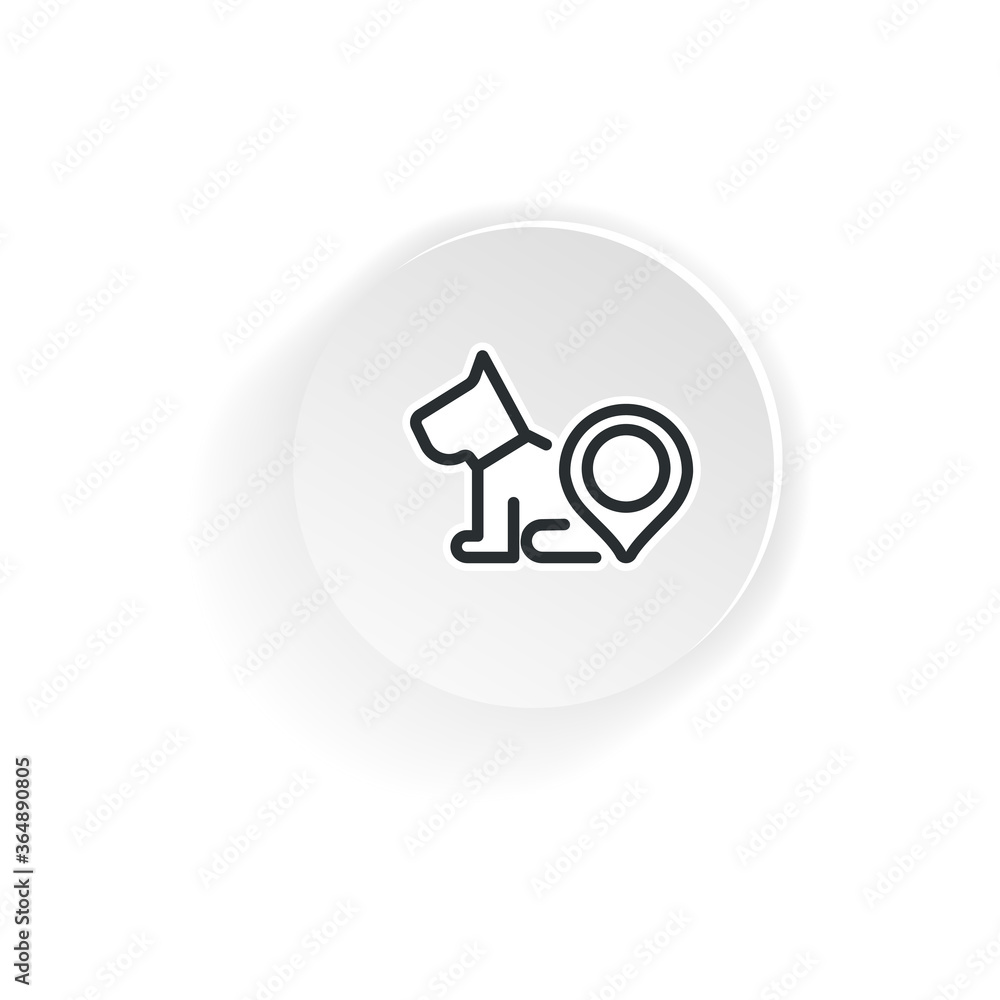 Pet with pinpoint location. Dog here map pointer. Pet shop location. Vector on isolated white background. EPS 10 Pet with pinpoint location. Dog here map pointer. Pet shop location. Vector on isolated white background. EPS 10