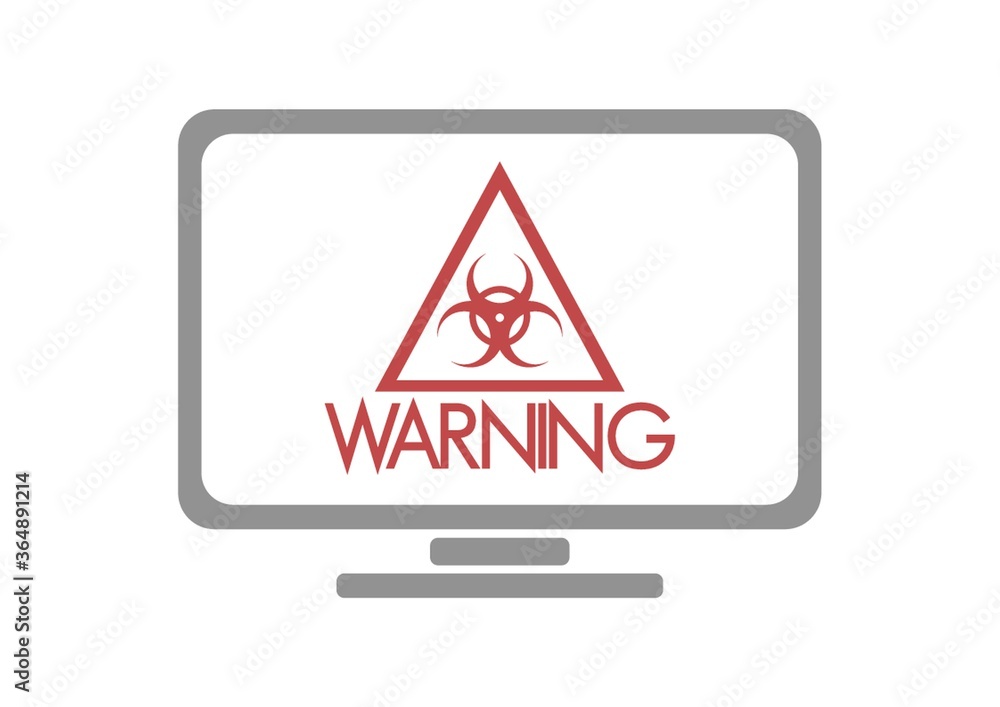 bio-hazard symbol on monitor bio-hazard symbol on monitor