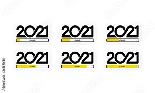 Set progress bar showing loading of 2021. Vector on isolated white background. EPS 10