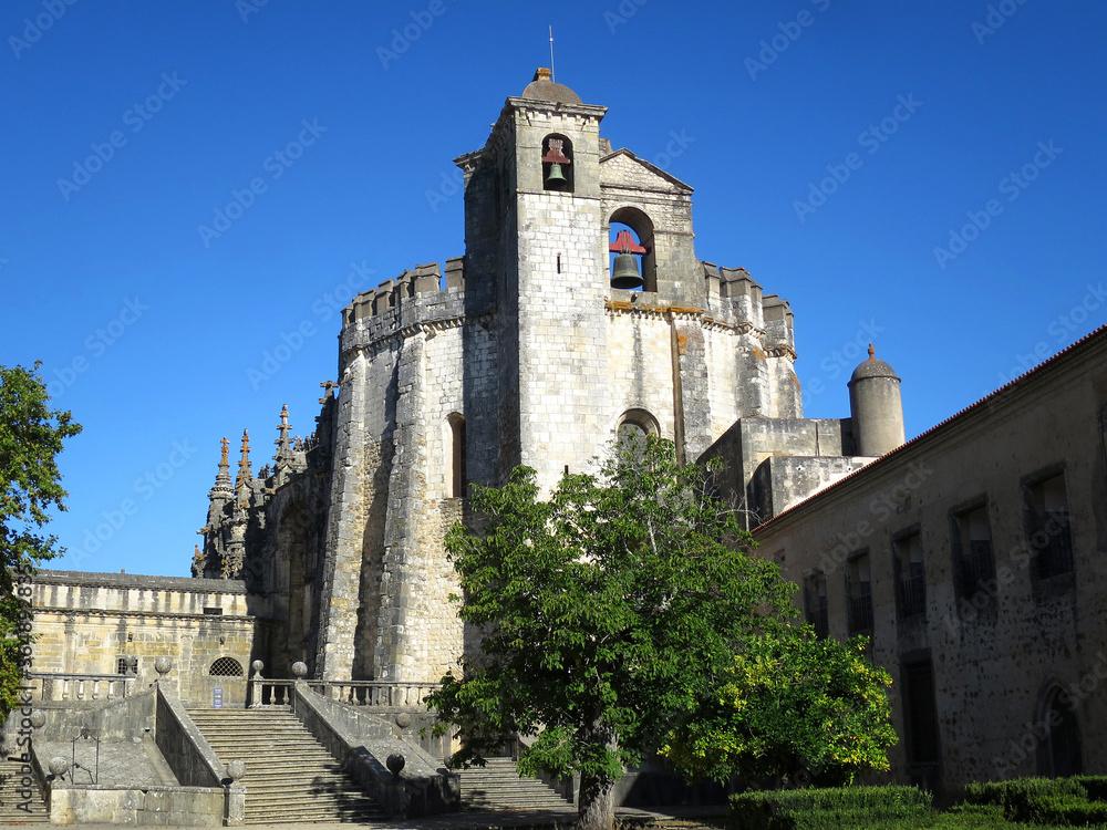 View of the round Templar Church of the Convent of the Order of Christ (Convento de Cristo) in Tomar, PORTUGAL