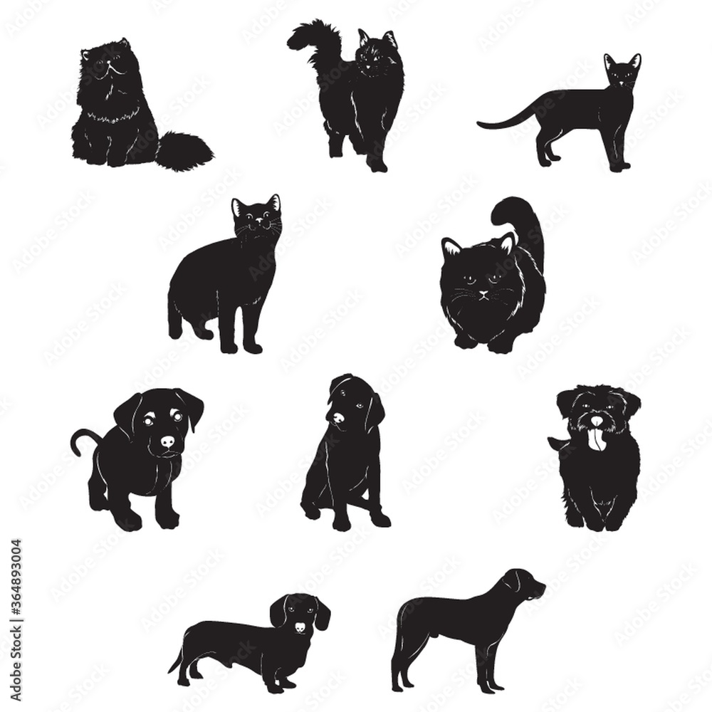 set of pet animal silhouettes