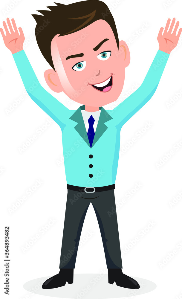 Happy Joyful Businessman salesman worker manager ceo giving hands up speech leading talking Happy Joyful Businessman salesman worker manager ceo giving hands up speech leading talking