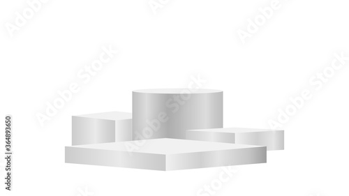 luxury 3d pedestal silver on white background, silver pedestal circle box for cosmetics product display, silver podium stage show for deluxe victory position, ellipse pedestal of product placement