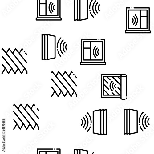 Soundproofing Building Material Seamless Pattern Vector Thin Line. Illustrations
