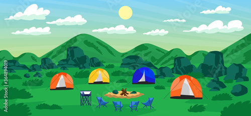Tourism Travel to relax camping in the green hills