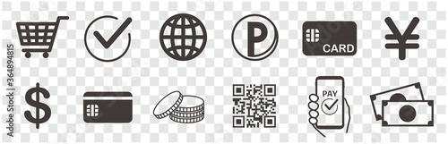 cashless and money vector icons set