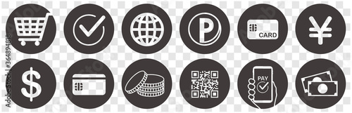 cashless and money vector icons set