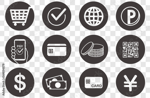cashless and money vector icons set