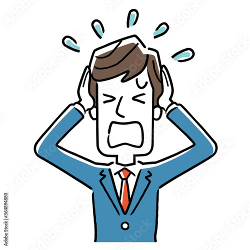 Vector illustration material: young businessman panicked
