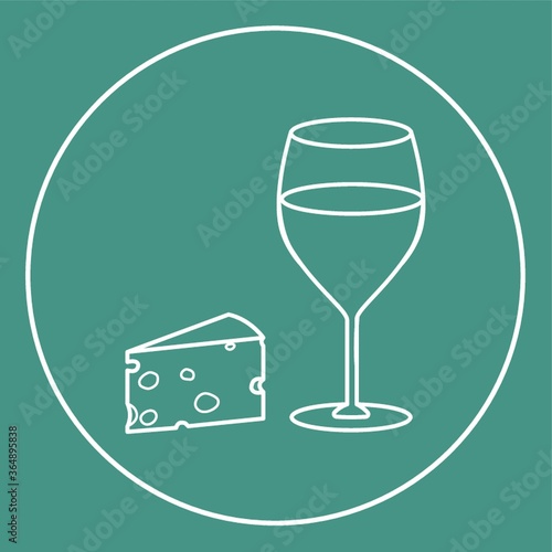 cheese with glass of wine icon