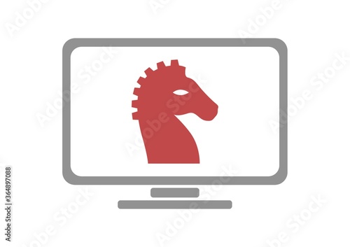 monitor showing trojan virus sign
