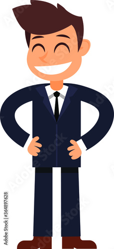 Person manager employee boss standing with a big smile euphoria motivation