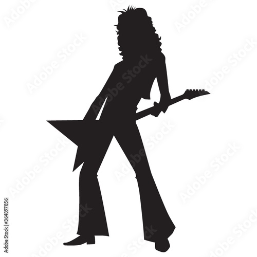silhouette of a rockstar playing guitar photo