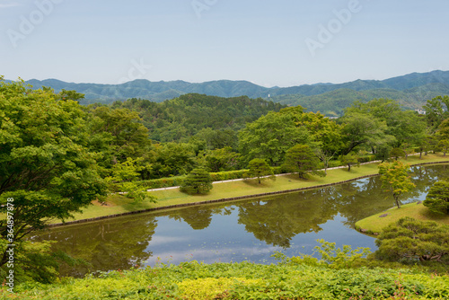 Upper Garden at Shugakuin Imperial Villa  Shugakuin Rikyu  in Kyoto  Japan. It was originally constructed by the retired Emperor Go-Mizunoo  construction completed in 1659.
