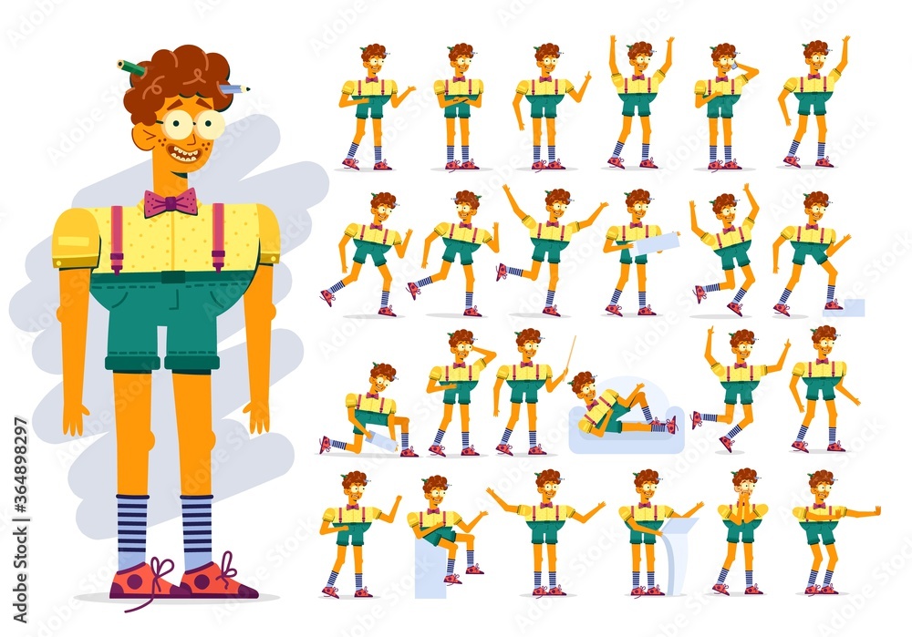 Funny character smart guy in glasses, set Funny character smart guy in glasses, set
