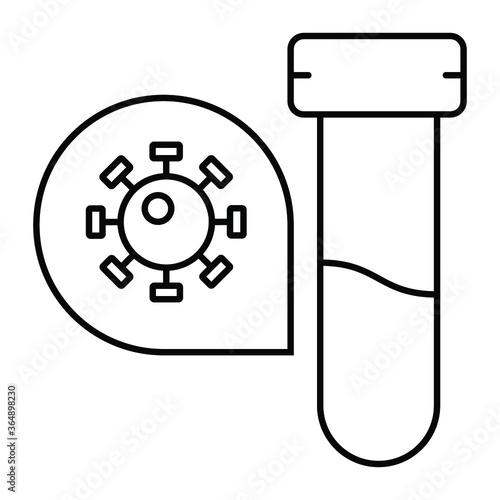 blood test tube covid 19 line icon, vector