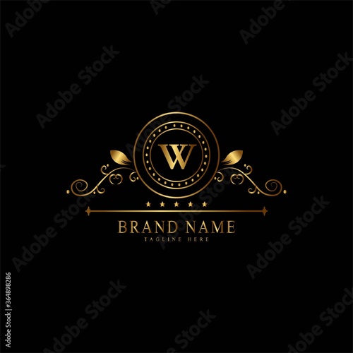 W premium luxury gold monogram logo. W letter logo. W monogram luxury gold logo.