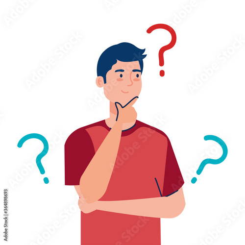 Man avatar thinking with question marks design, Idea creativity genius and imagination theme Vector illustration
