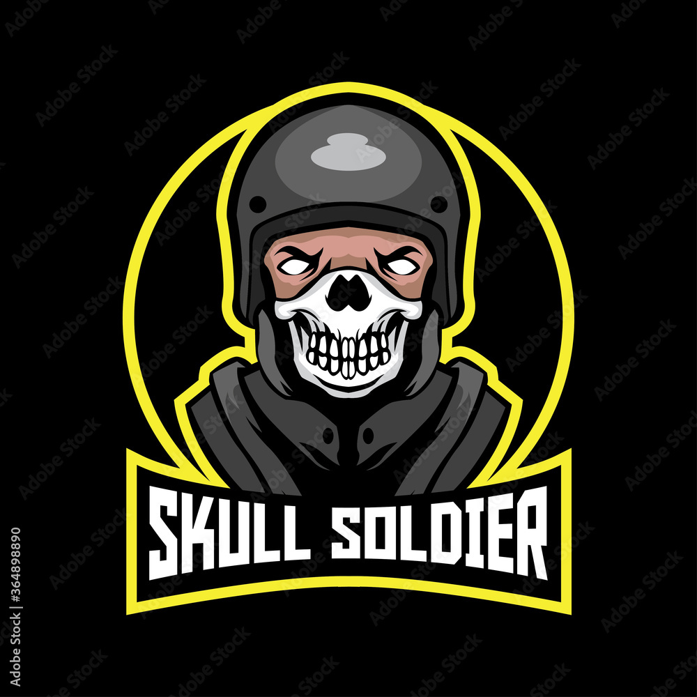 SKULL MASK SOLDIER MASCOT LOGO SKULL MASK SOLDIER MASCOT LOGO
