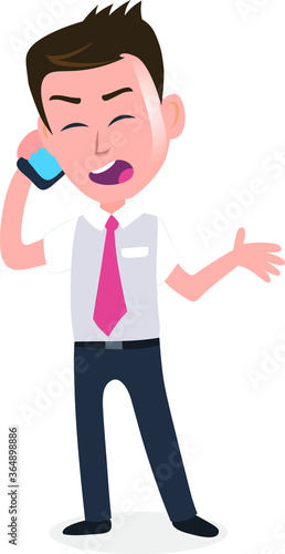 Salesman manager employee worker businessman talking over phone smartphone