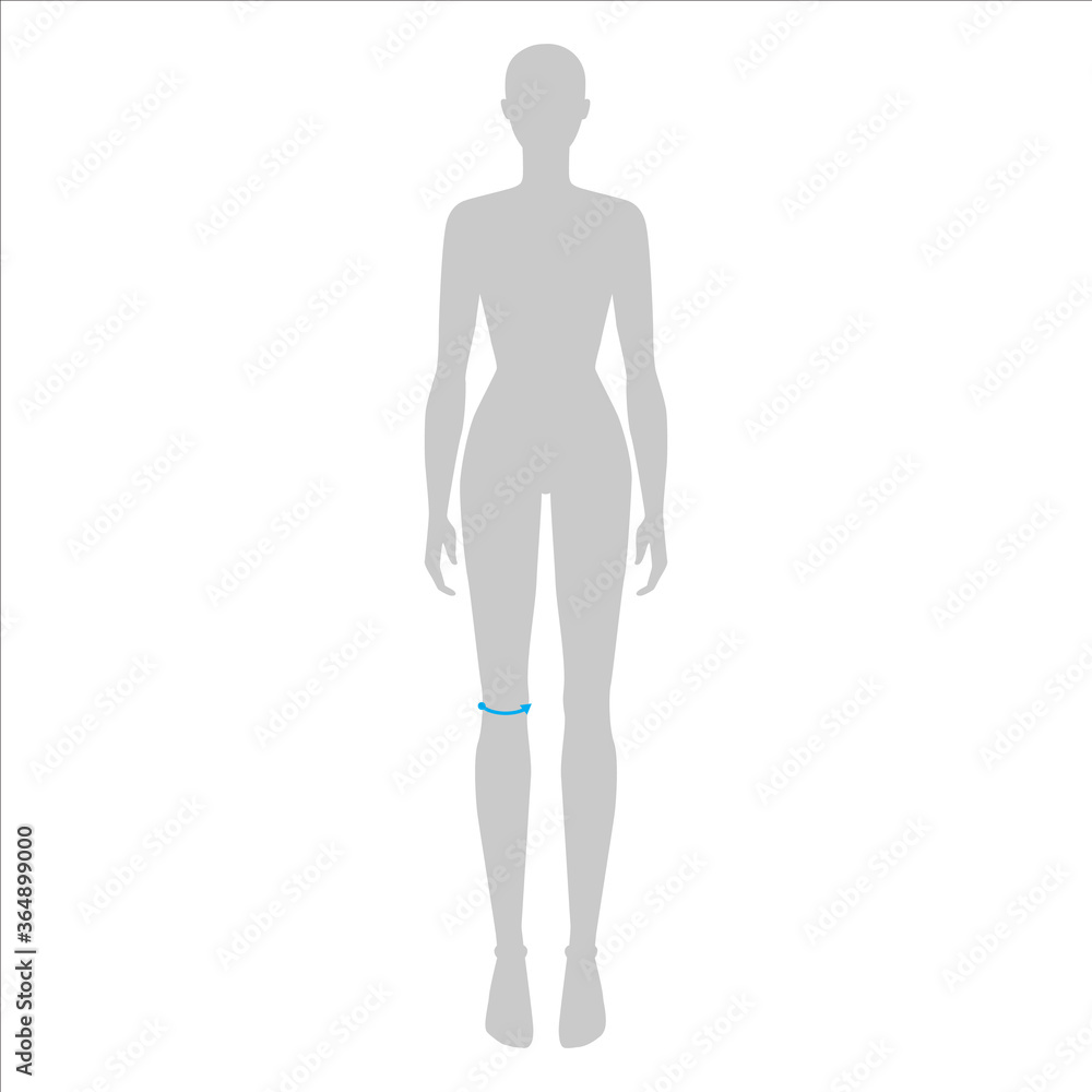 Women to do knee measurement fashion Illustration for size chart. 7.5 head size girl for site or online shop. Human body infographic template for clothes. Women to do knee measurement fashion Illustration for size chart. 7.5 head size girl for site or online shop. Human body infographic template for clothes.