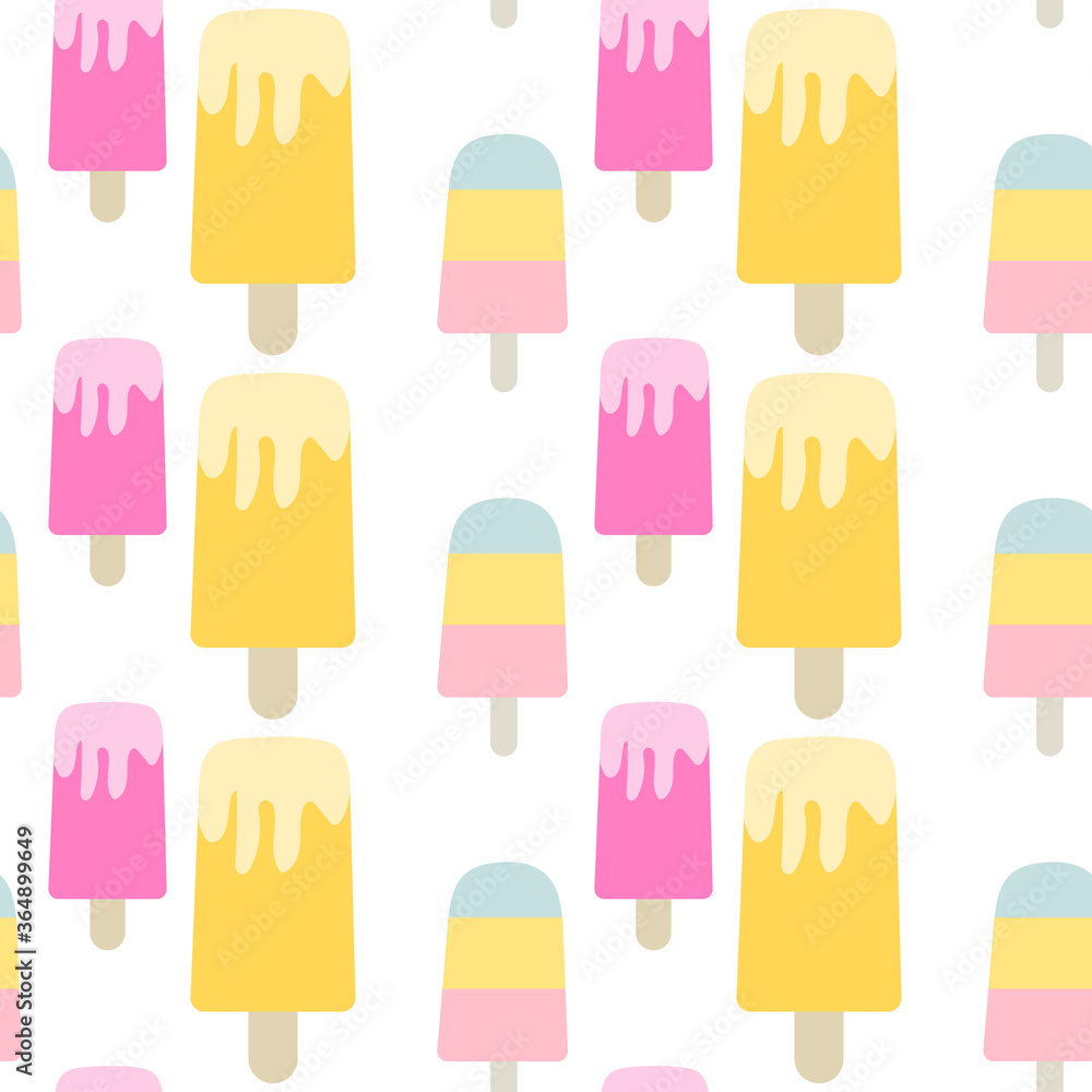 Vector seamless pattern with ice cream.Cartoon cute style. Modern summer fashion print background. Vector seamless pattern with ice cream.Cartoon cute style. Modern summer fashion print background.