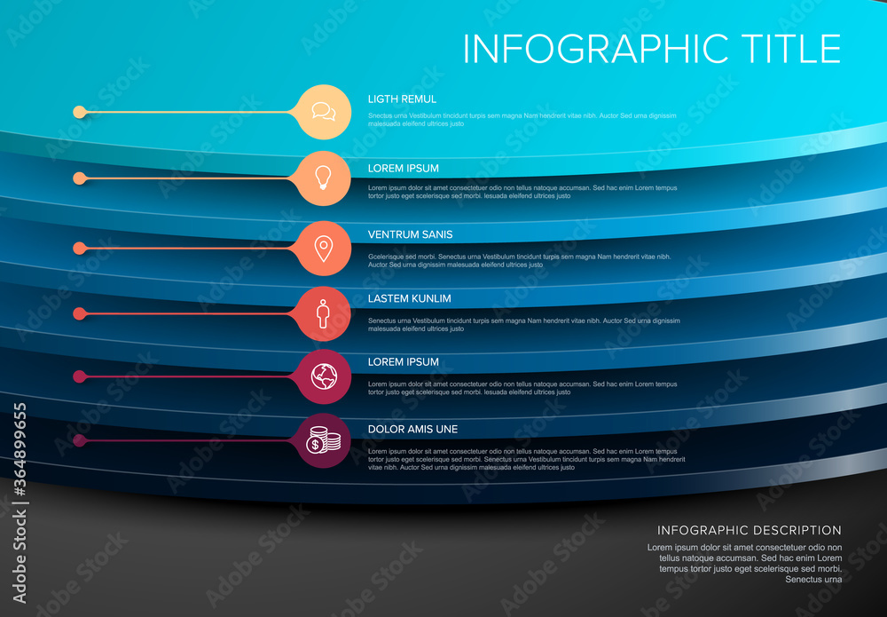 Fototapeta premium Vector Infographic round layers desks template