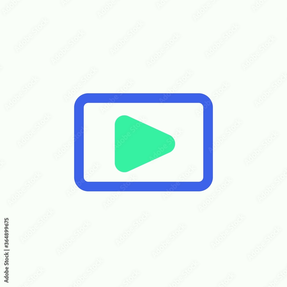 Media player button icon vector, filled flat sign, Play button square bicolor pictogram, green and blue colors. Symbol, logo illustration Media player button icon vector, filled flat sign, Play button square bicolor pictogram, green and blue colors. Symbol, logo illustration