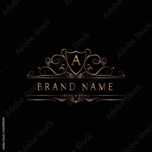 A premium luxury gold monogram logo. A letter logo. A monogram luxury gold logo.