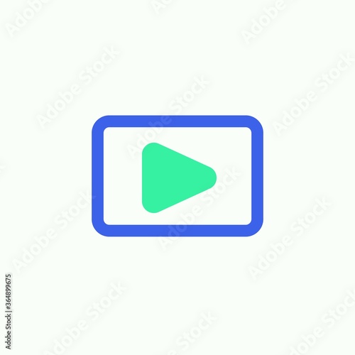 Free Download Media player button icon vector, filled flat sign, Play button square bicolor pictogram, green and blue colors. Symbol, logo illustration - GFXLoad