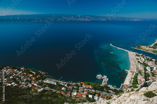 Fototapeta Naklejka Na Ścianę i Meble -  Beautiful city of Omis, Croatia seen from the Stari Grad fortress. 