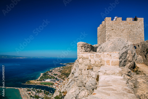 Beautiful city of Omis, Croatia seen from the Stari Grad fortress. 