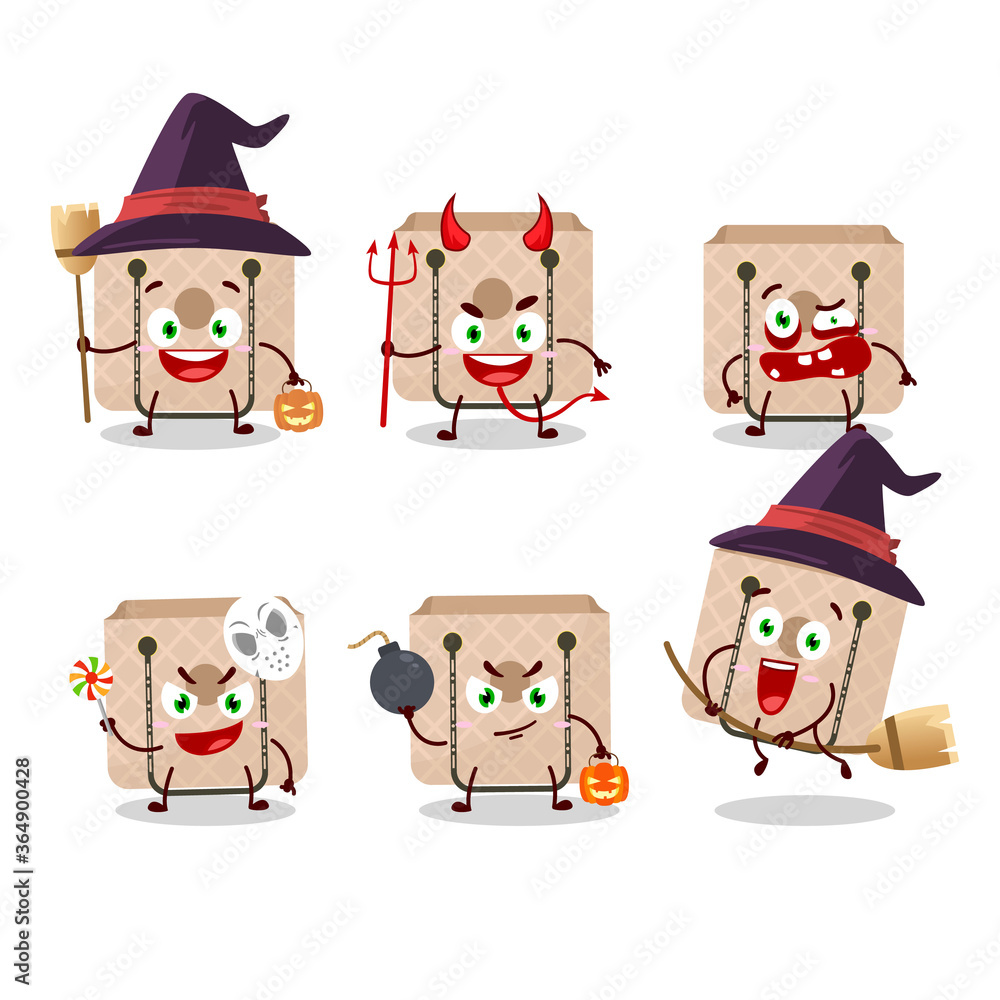 Halloween expression emoticons with cartoon character of women sling bag