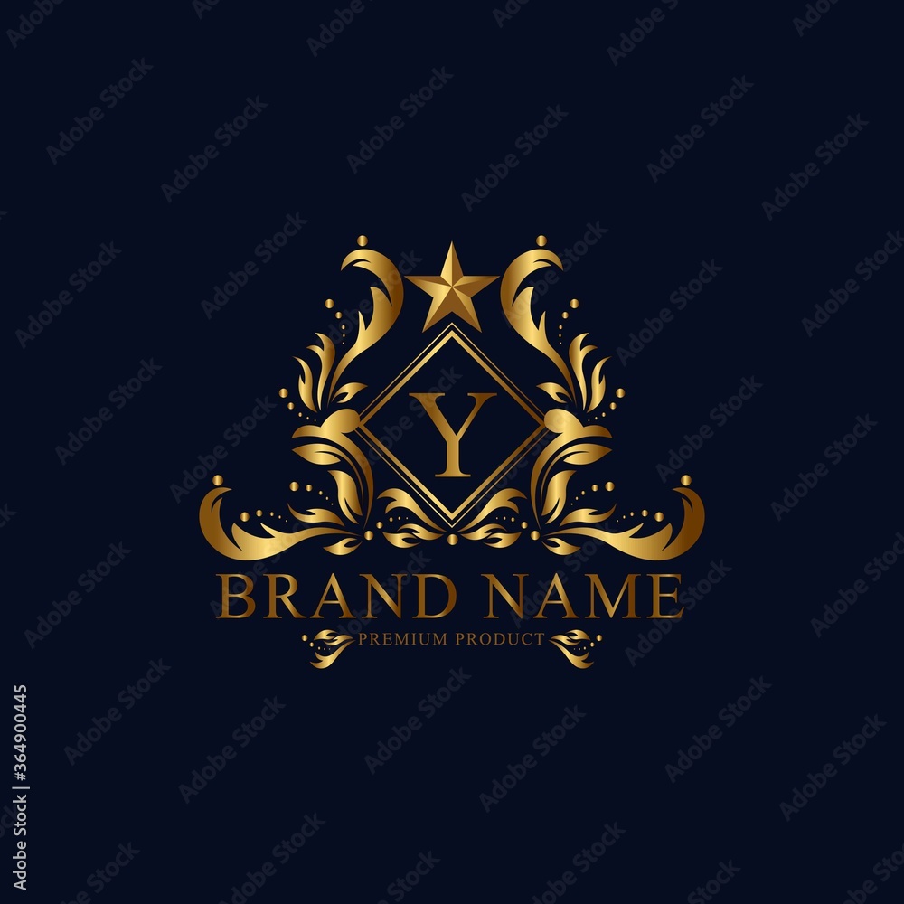 Y premium luxury gold monogram logo. Y letter logo. Y monogram luxury gold logo.